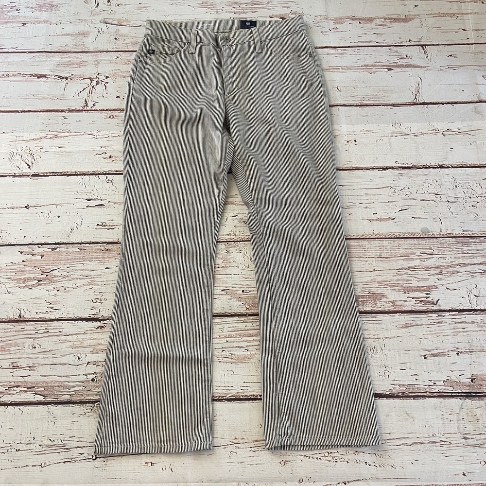AG Adriano Goldschmied Jodi Slim Flare High Rise Crop Jeans Striped 28 Women's